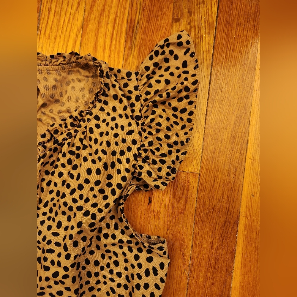 J. CREW Cheetah Animal Print Ruffle VNeck And Shoulders Tiered Midi Dress - Picture 8 of 16